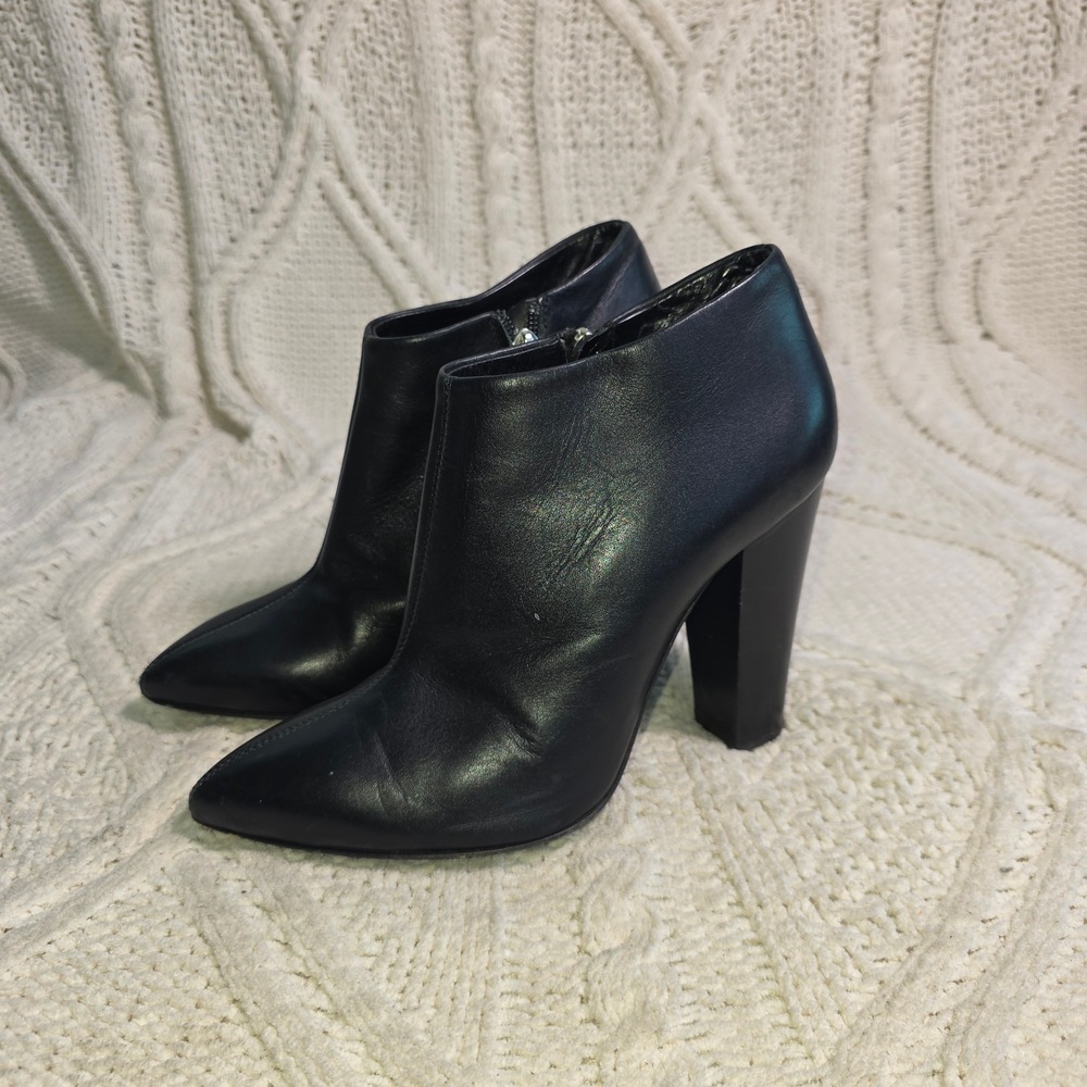 Giuseppe Zanotti Ankle Boots Black Leather Pointed Toe High Heel Womens 38 7-7.5